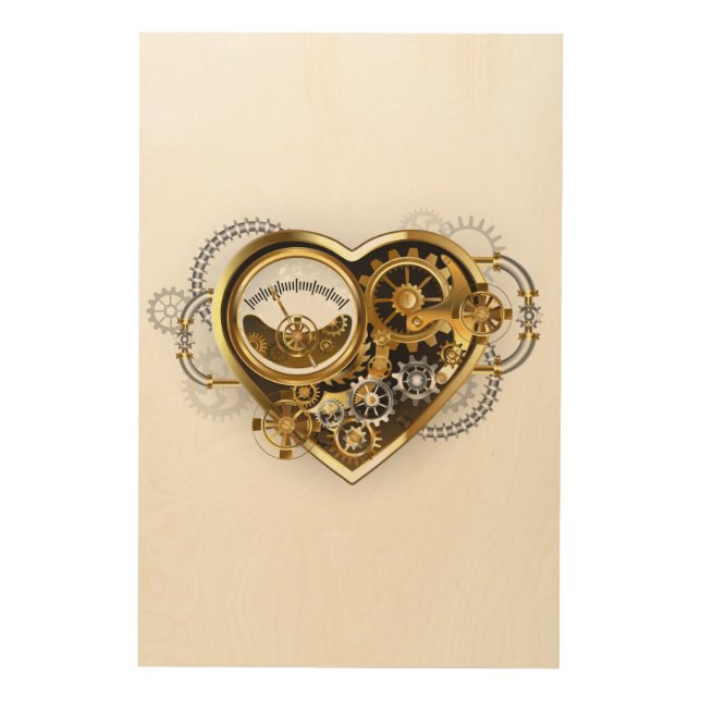 Steampunk Heart with a Manometer Wood Wall Art (Front)