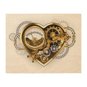 Steampunk Heart with a Manometer Wood Wall Art