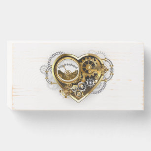 Steampunk Heart with a Manometer Wooden Box Sign