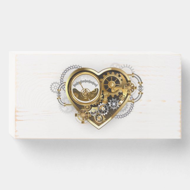 Steampunk Heart with a Manometer Wooden Box Sign (Front Horizontal)