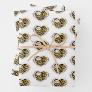 Steampunk Heart with a Manometer Wrapping Paper Sheets