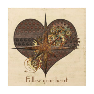 Steampunk Heart Wood Canvas Wall Decor