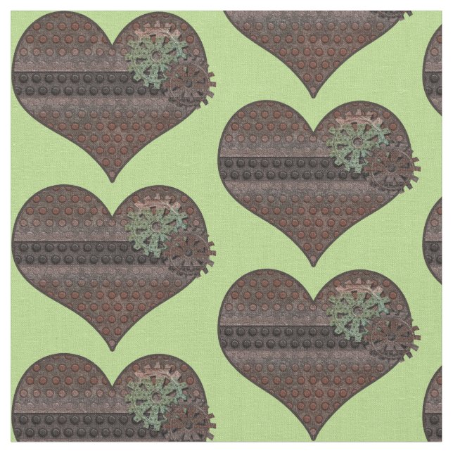 Steampunk Hearts & Gears Fabric (Close Up)