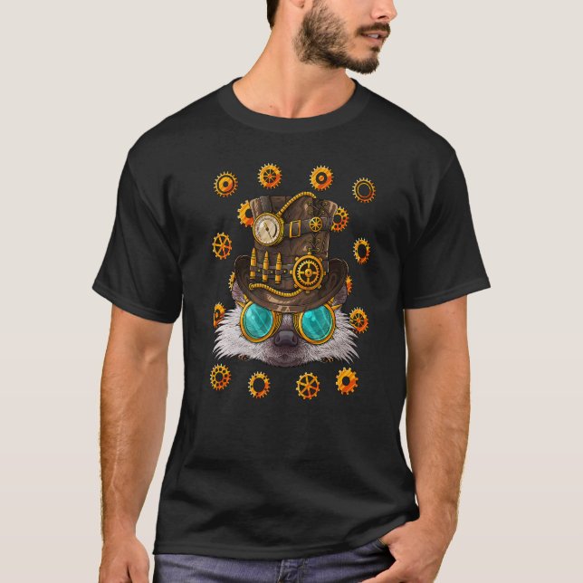 Steampunk Hedgehog Medieval Victorian Steam Powere T-Shirt (Front)
