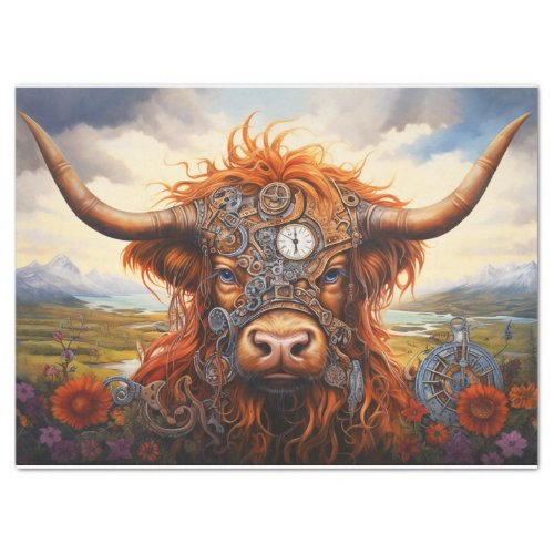 Steampunk Highland Cow 2 Decoupage Tissue Paper