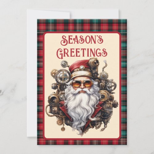 Steampunk Hipster Santa Holiday Card