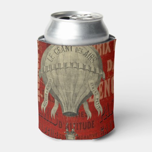 Steampunk Hot Air Ballon Ride Graphic Fonts in Red Can Cooler