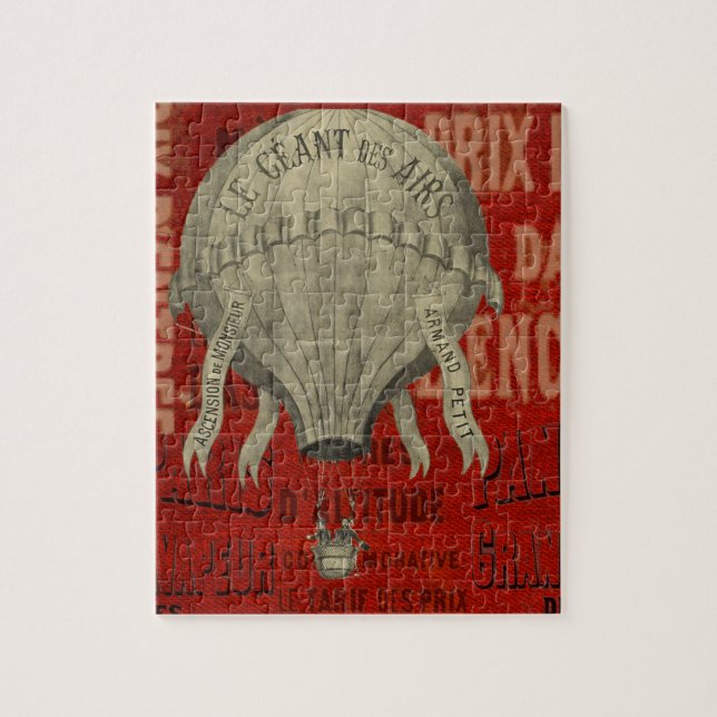 Steampunk Hot Air Ballon Ride Graphic Fonts in Red Jigsaw Puzzle (Vertical)