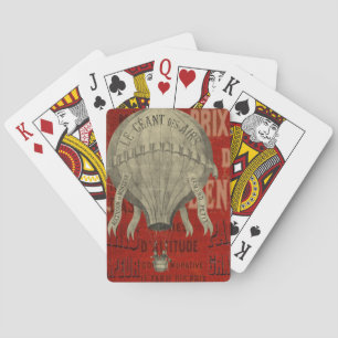 Steampunk Hot Air Ballon Ride Graphic Fonts in Red Poker Cards