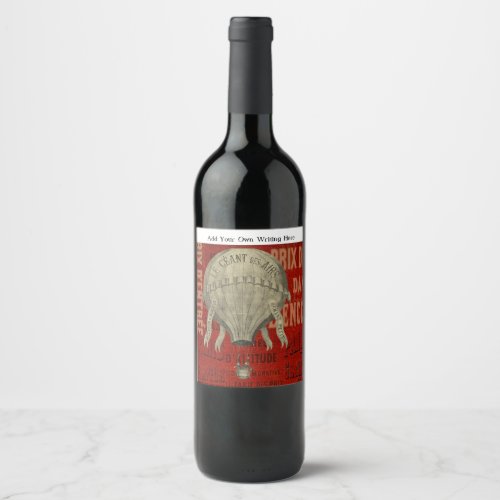 Steampunk Hot Air Ballon Ride Graphic Fonts in Red Wine Label