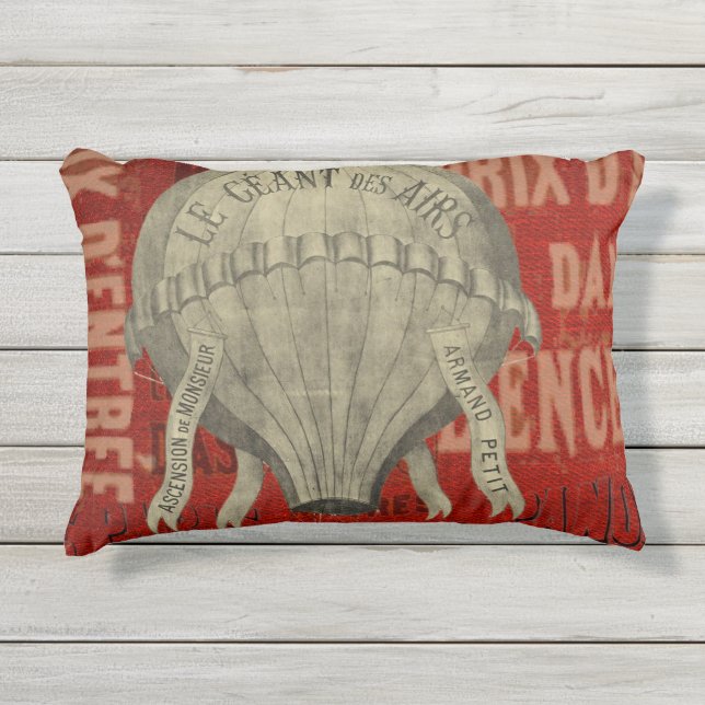 Steampunk Hot Air Ballon Ride Graphic Fonts Outdoor Pillow (Front)