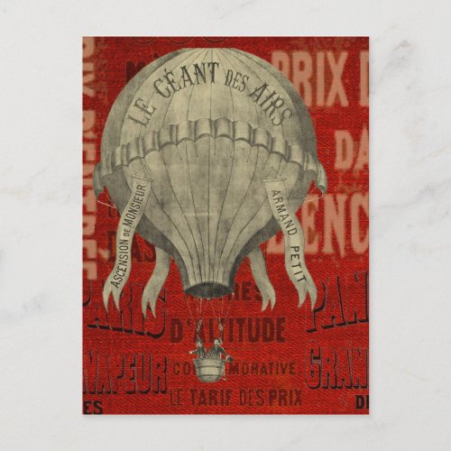 Steampunk Hot Air Ballon Ride Graphic Fonts Postcard