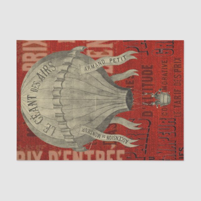 Steampunk Hot Air Ballon Ride Graphic Fonts Tissue Paper (Front)