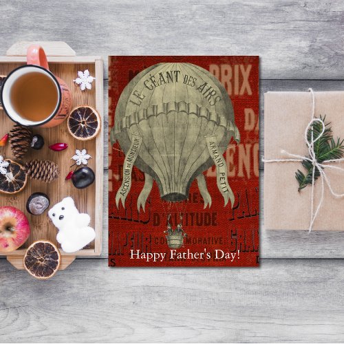 Steampunk Hot Air Ballon Ride Happy Fathers Day Card
