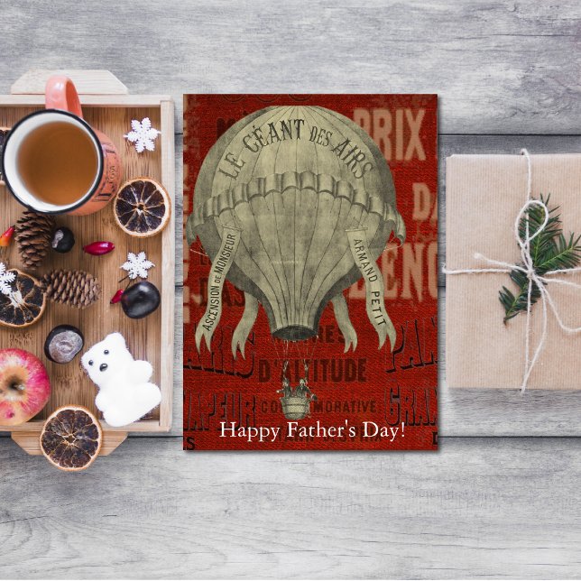 Steampunk Hot Air Ballon Ride Happy Father's Day Card (Creator Uploaded)
