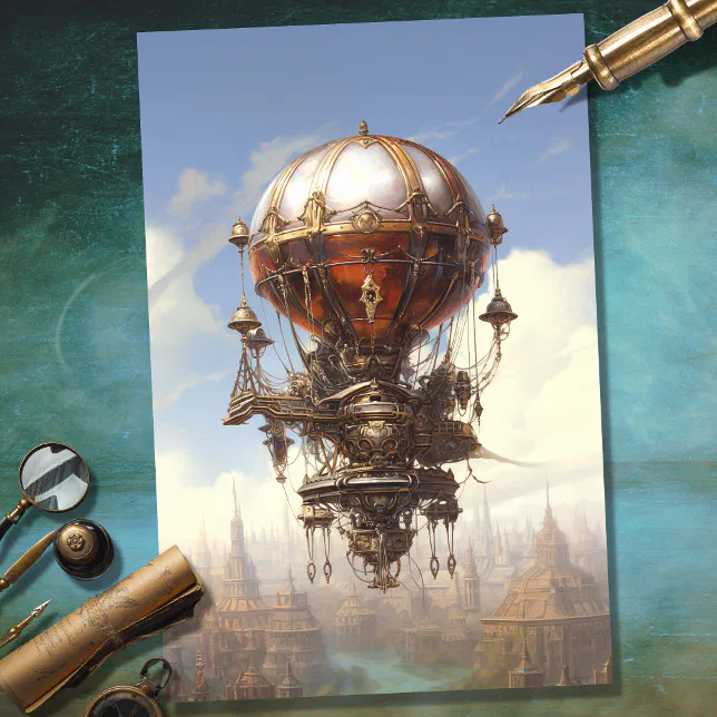 Steampunk Hot Air Balloon 3 Decoupage Paper Zazzle