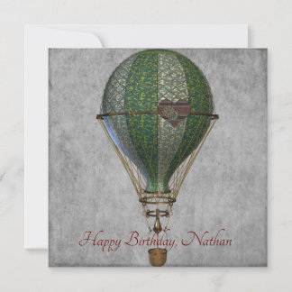 Steampunk Hot Air Balloon Birthday Card