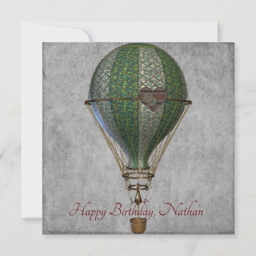 Steampunk Hot Air Balloon  Birthday Card