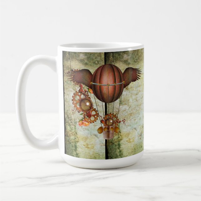 Steampunk Hot Air Balloon Coffee Mug (Left)