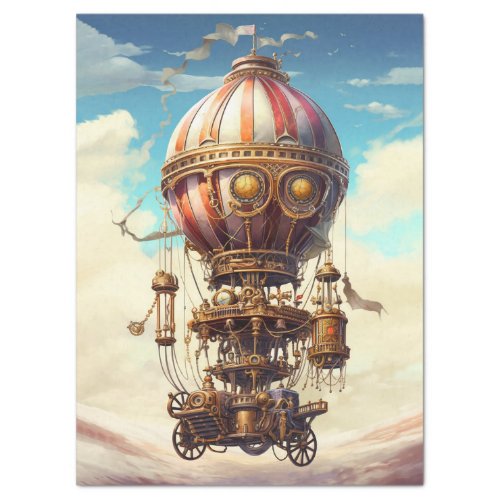 Steampunk Hot Air Balloon Decoupage Tissue Paper