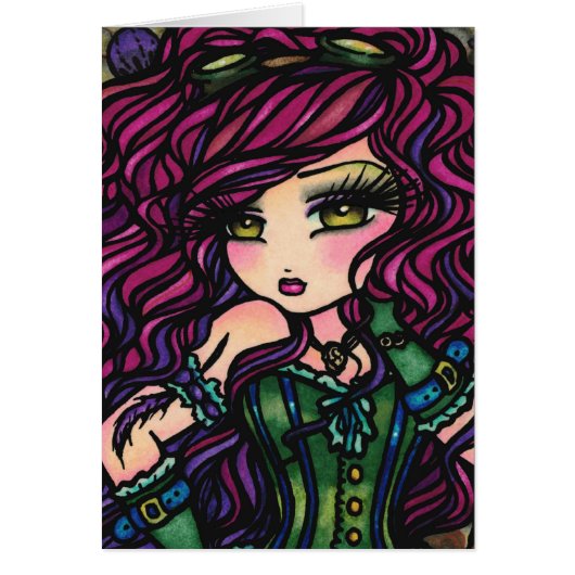Steampunk Hot Air Balloon Girl Fantasy Art (Front)