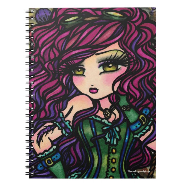 Steampunk Hot Air Balloon Girl Fantasy Art Notebook (Front)