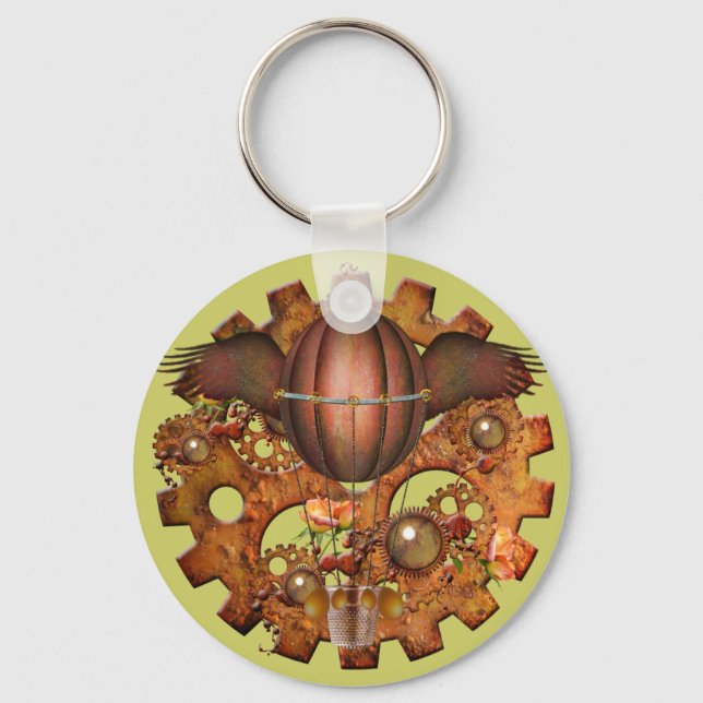 Steampunk Hot Air Balloon Keychain (Front)