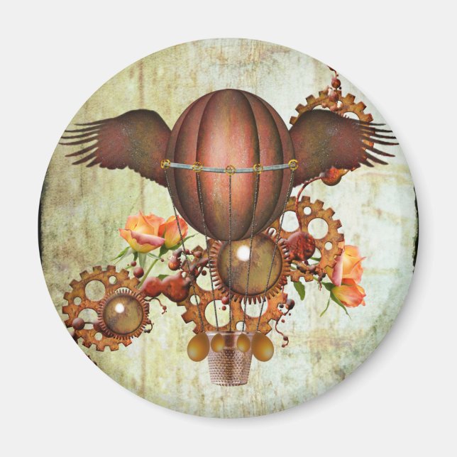 Steampunk Hot Air Balloon Magnet (Front)