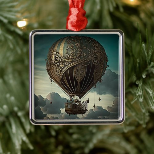 Steampunk Hot Air Balloon Metal Ornament