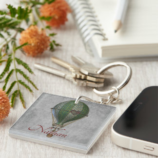 Steampunk Hot Air Balloon Personalized Keychain