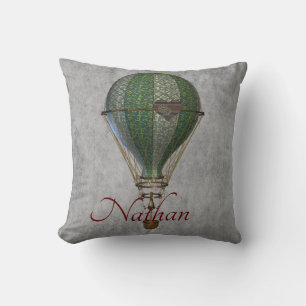 Steampunk Hot Air Balloon Personalized Throw Pillow