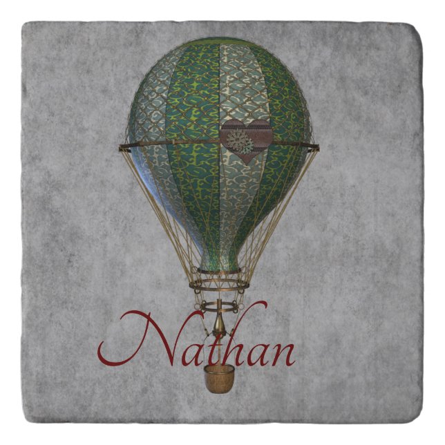 Steampunk Hot Air Balloon Personalized Trivet (Front)