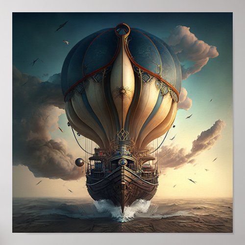 Steampunk Hot Air Balloon Poster