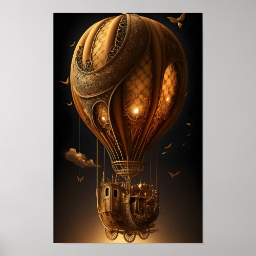 Steampunk Hot Air Balloon Poster