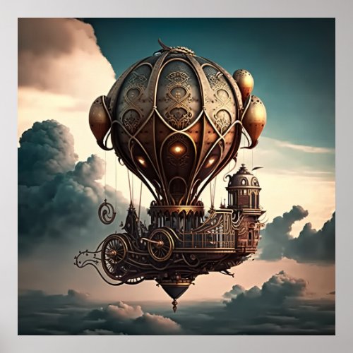 Steampunk Hot Air Balloon Poster