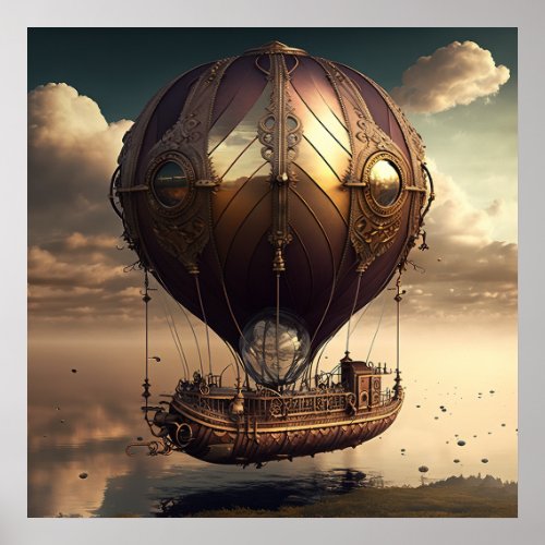 Steampunk Hot Air Balloon Poster