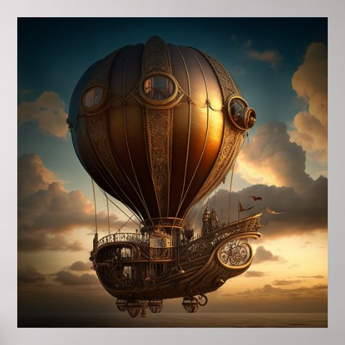 Steampunk Hot Air Balloon Poster