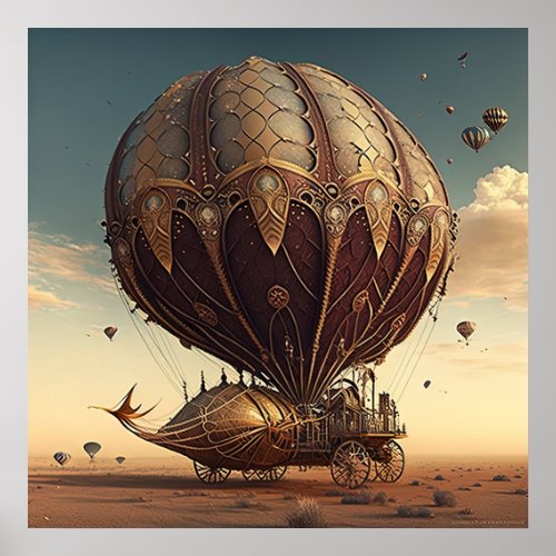 Steampunk Hot Air Balloon Poster