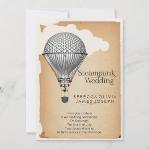 Steampunk Hot Air Balloon Wedding Invitation