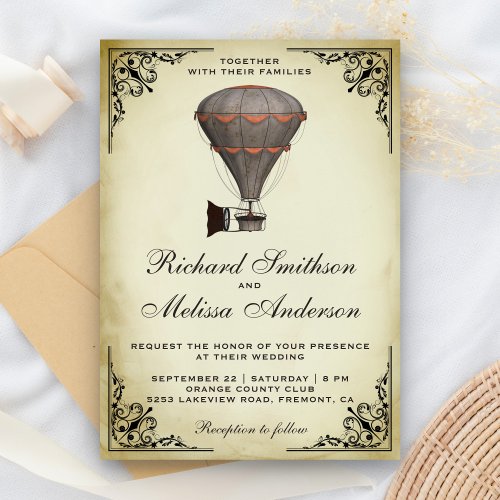 Steampunk Hot Air Balloon Wedding Invitation