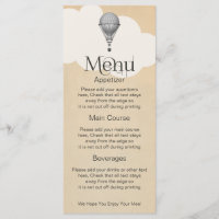 Steampunk Hot Air Balloon Wedding Menu