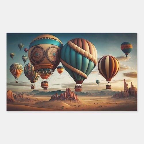 Steampunk Hot Air Balloons Rectangular Sticker