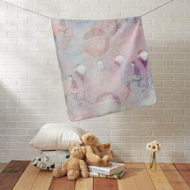 Steampunk Hot Air Balloons | Vintage Feminine Baby Blanket (In Situ)