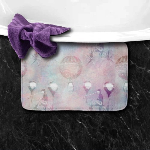 Steampunk Hot Air Balloons  Vintage Feminine Bath Mat