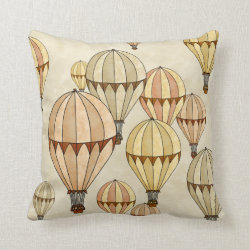 Steampunk Hot Air Balloons, Vintage Look Throw Pillow