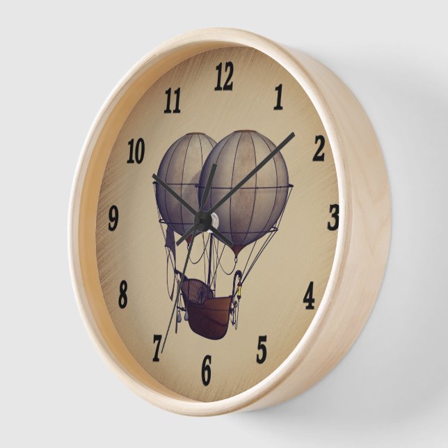Steampunk Hot Air Balloons with Ship  Clock (Angle)