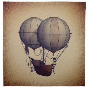 Steampunk Hot Air Balloons with Ship Cloth Napkin