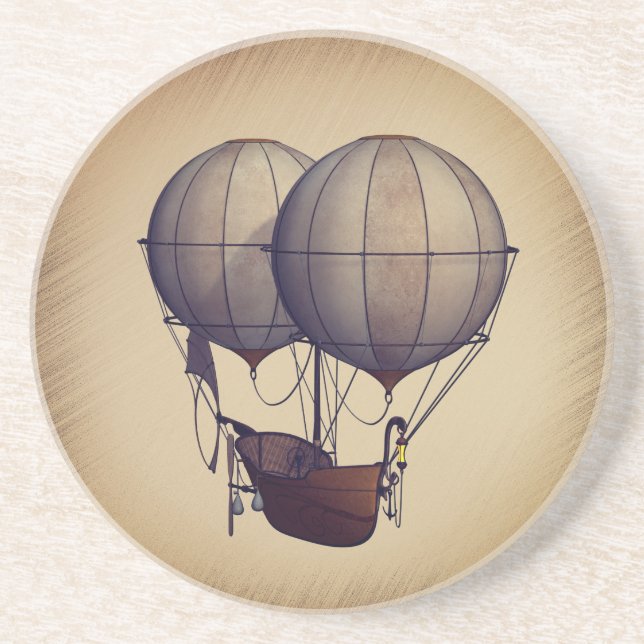 Steampunk Hot Air Balloons with Ship Coaster (Front)