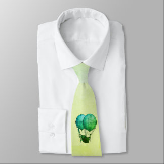 Steampunk Hot Air Balloons with Ship Green Neck Tie