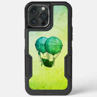 Steampunk Hot Air Balloons with Ship Green iPhone 13 Pro Max Case